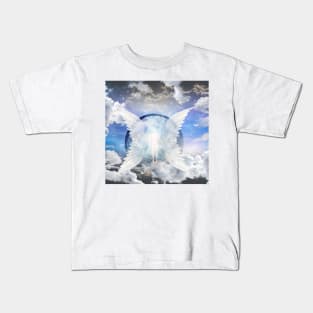 Human soul between angel wings Kids T-Shirt